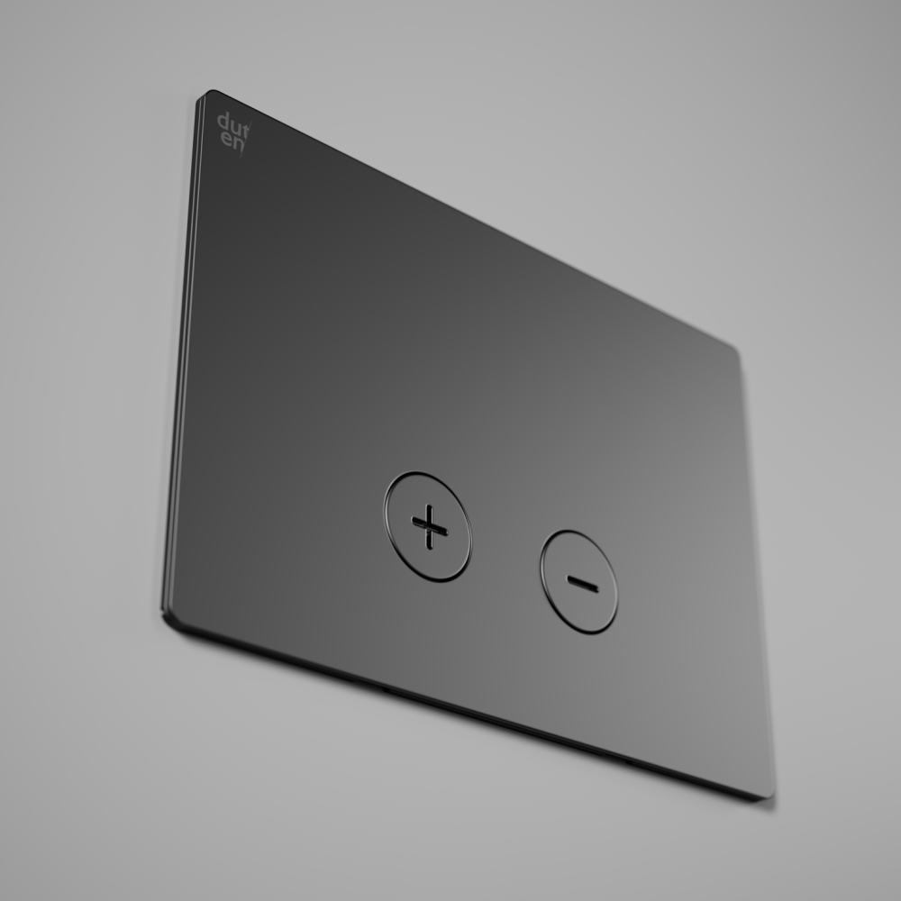 Plaque de déclenchement inox 316 massif, finition noir mat. Compatible avec bati-supports Geberit et Siamp