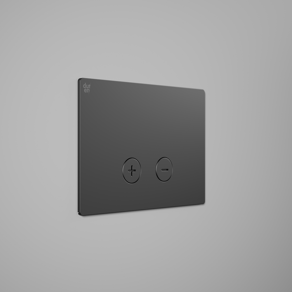 Plaque de déclenchement inox 316 massif, finition noir mat. Compatible avec bati-supports Geberit et Siamp
